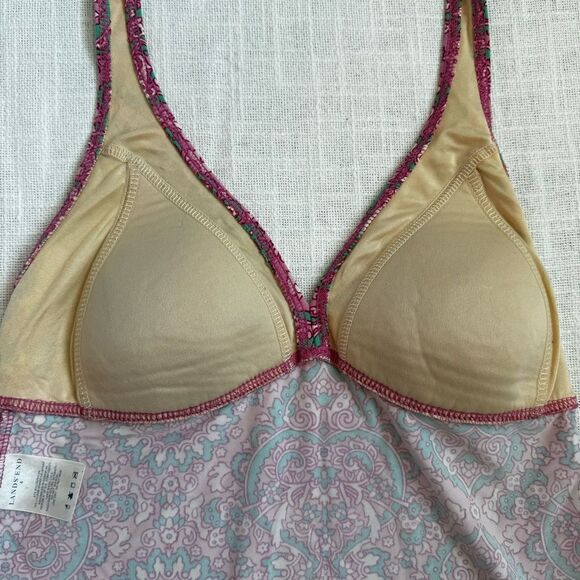 Lands End Tankini Pink Green Halter Top SZ 6 - Picture 8 of 10
